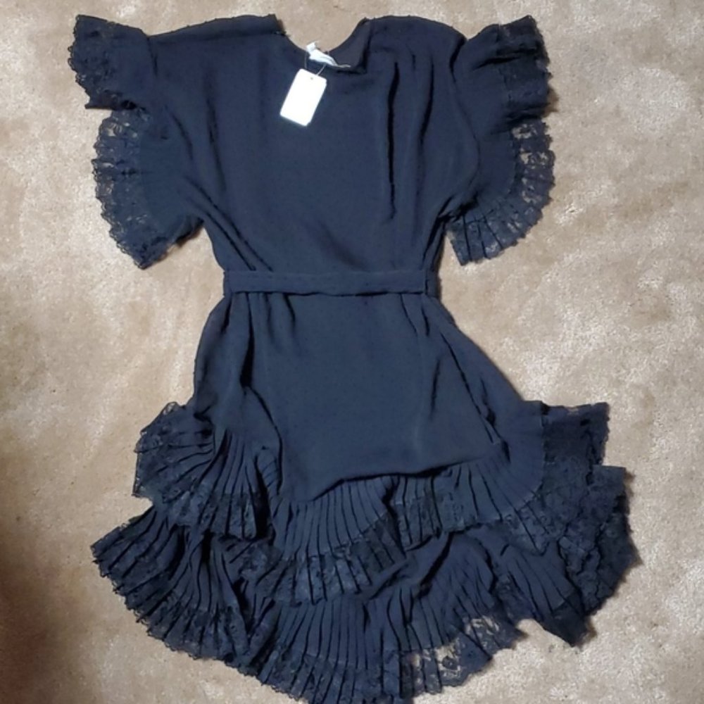 NWT$650 Zimmermann Black Eye Spy Dotted Mini Dress - Picture 4 of 8